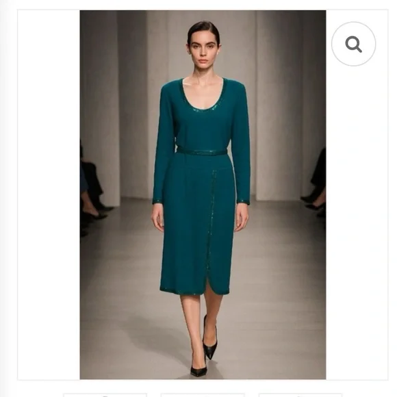 NEW💚St. John Tourmaline Long Sleeve Dress with Sequin Detail-Rare NWT - Vintage - Picture 1 of 11